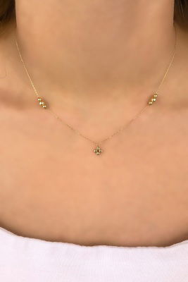 Toplu Çiçek İtalyan Altın Kolye 14KLY1134 - 2