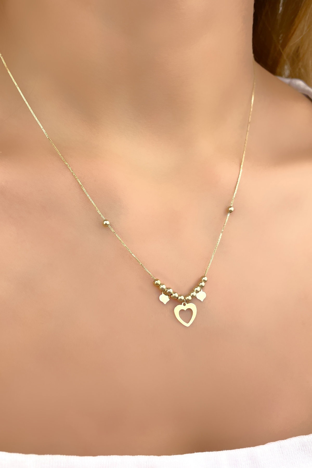 Toplu Kalp Altın Kolye 14KLY9350 - 1