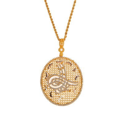 Tuğralı Altın Kolye 14KLY575 - Altınaşkı