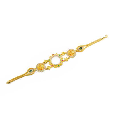 Tuğralı Renkli Taşlı Çeyrek Çerçeveli Bileklik 14KNY141 - Altınaşkı