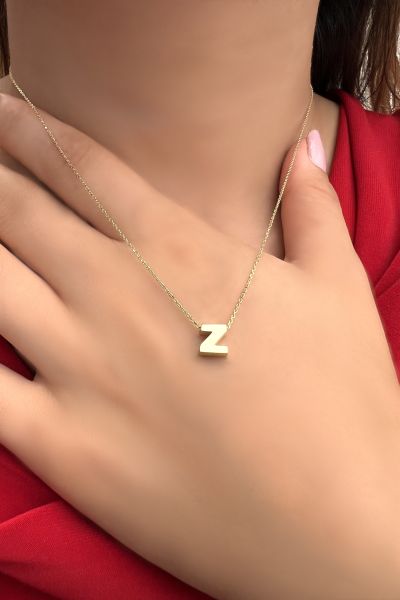 Üç Boyutlu Harf Altın Kolye 8KLY1112 - Altınaşkı