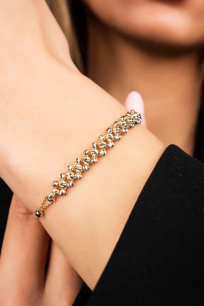 Üç Renkli Dorika Altın Bileklik 14KNY3095 - Altınaşkı