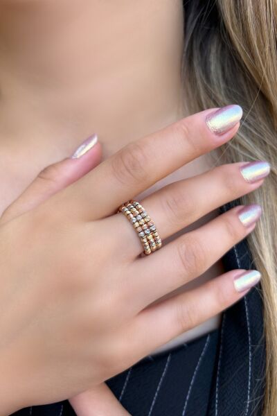 Üç Sıra Dorika Altın Yüzük 14YZ5473 - Altınaşkı