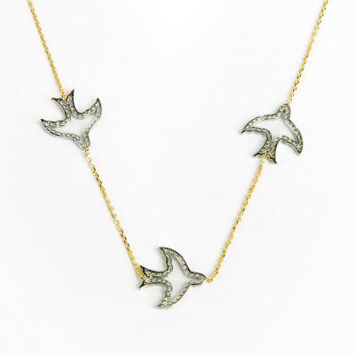 Üçlü Kırlangıç Altın Kolye 14KLY54 - Altınaşkı