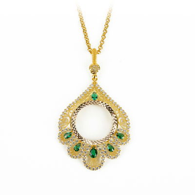 Yarım Altın Çerçeve Kolye 14CRCV16 - Altınaşkı