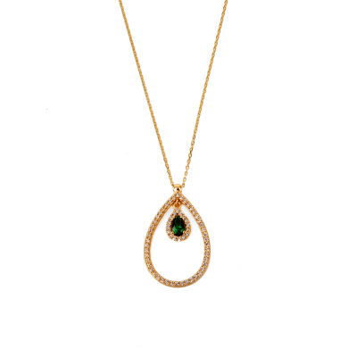 Yeşil Damla Altın Kolye 14KLY329 - Altınaşkı