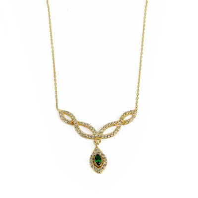 Yeşil Taşlı Altın Kolye 14KLY162 - Altınaşkı