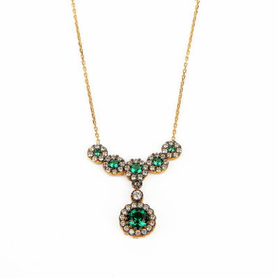 Yeşil Taşlı Altın Kolye 14KLY291 - Altınaşkı