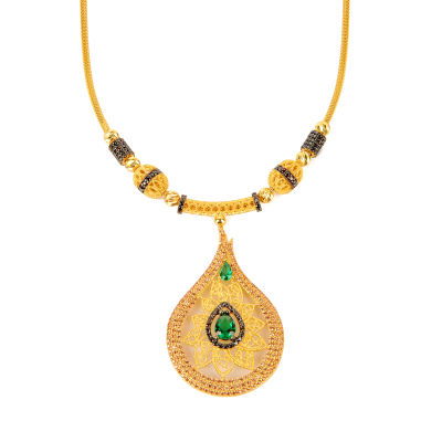 Yeşil Taşlı Damla Altın Gerdanlık 14KLY841 - Altınaşkı