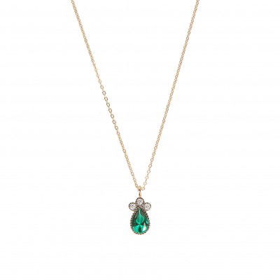 Yeşil Taşlı Damla Hayalet Altın Kolye 8KLY491 - 4