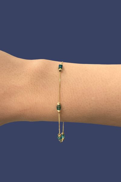 Yeşil Taşlı Dorika Altın Bileklik 14KNY6555 - Altınaşkı