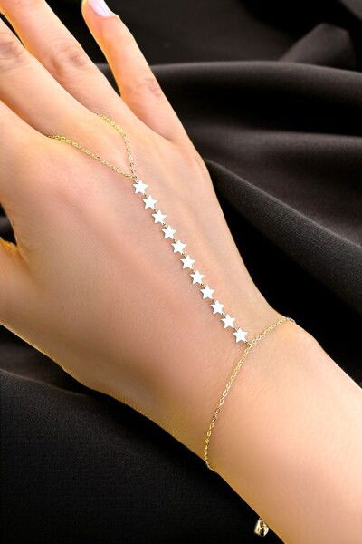 Yıldız Dizili Altın Şahmeran Bileklik 14KNY7898 - Altınaşkı