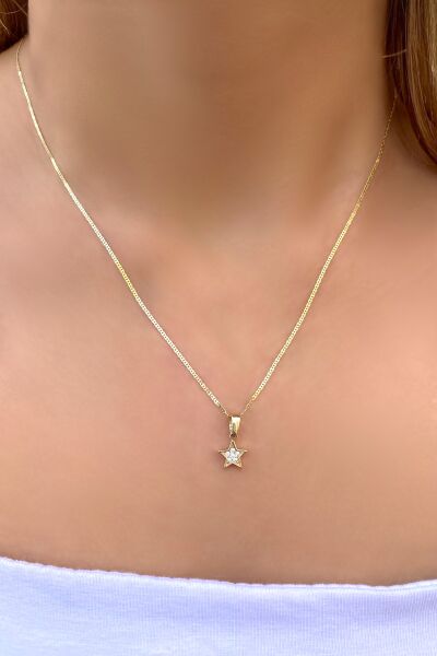 Yıldız Parlak Altın Kolye 14KLY3011 - Altınaşkı