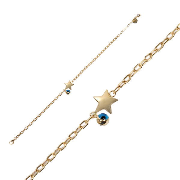 Yıldızlı Nazar Boncuklu Altın Bileklik 14KNY916 - Altınaşkı