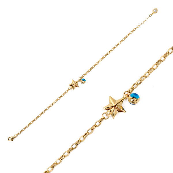 Yıldızlı Nazar Boncuklu Altın Bileklik 14KNY930 - Altınaşkı
