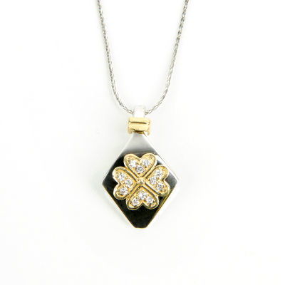 Yonca Beyaz Altın Kolye 14KLY64 - Altınaşkı