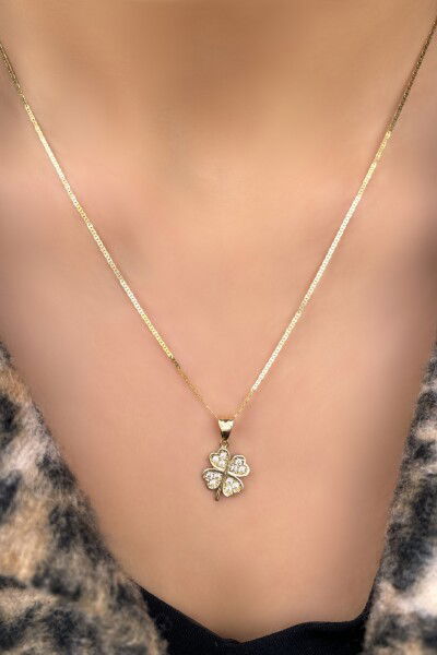 Yonca Parlak Altın Kolye 14KLY4753 - Altınaşkı