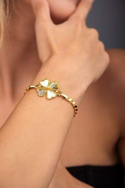 Yonca Pullu Altın Bileklık 14KNY6084 - Altınaşkı