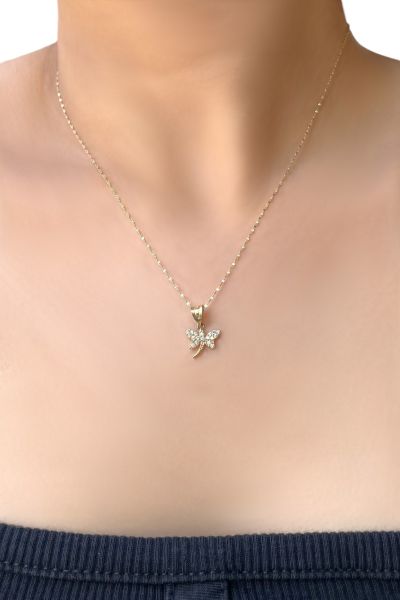 Yusufçuk Aynalı Zincir Altın Kolye 14KLY6030 - Altınaşkı