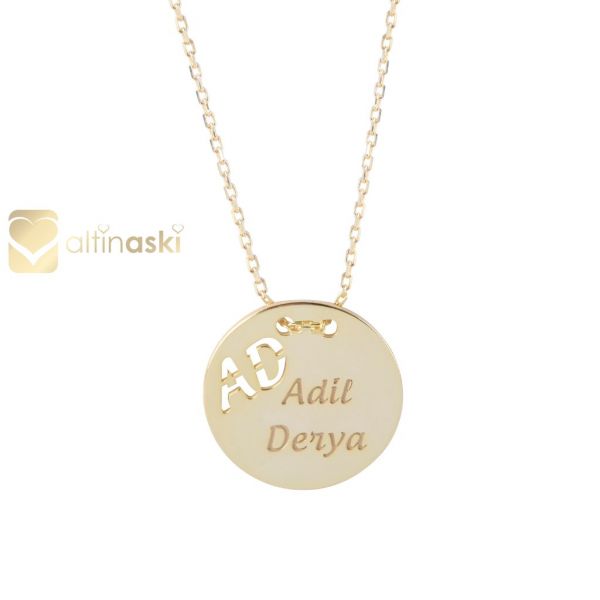 Yuvarlak Plaka İsimli Altın Kolye FYA176 - Altınaşkı