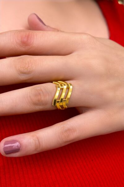 Zikzak Ajda Kaburga Altın Yüzük 8YZK545 - Altınaşkı