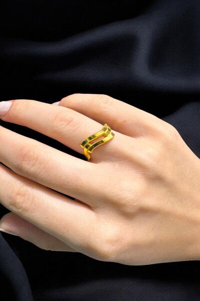 Zikzak Ajda Kaburga Altın Yüzük 8YZK568 - Altınaşkı