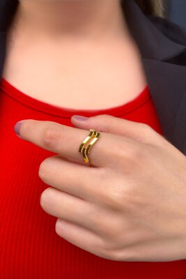 Zikzak Ajda Kaburga Altın Yüzük 8YZK568 - 2