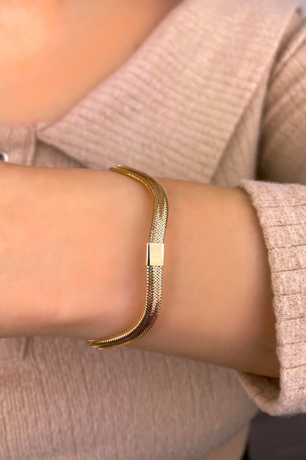 Zikzak Esnek Altın Bileklik 14KNY1032 - 3
