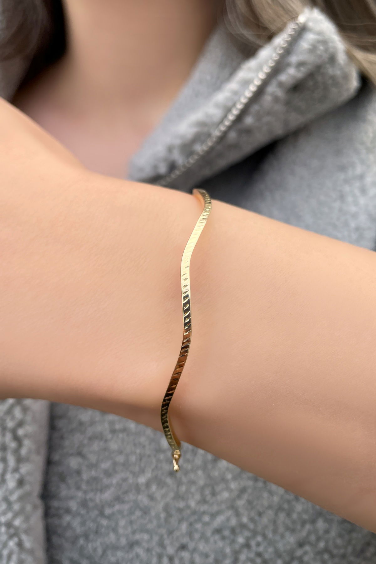 Zikzak Kalemli Altın Bilezik 8KLPC848 - 1