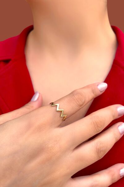 Zikzak Taşsız Altın Yüzük 14YZ7779 - Altınaşkı